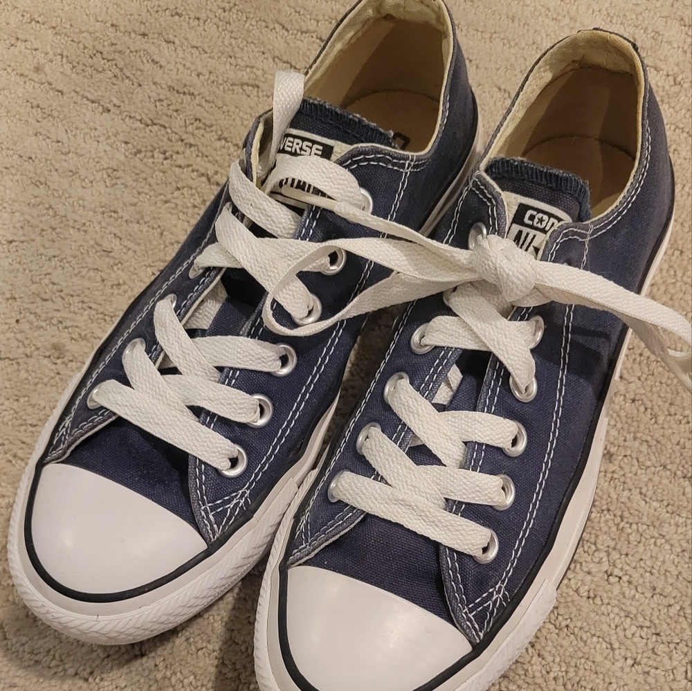 Blue Canvas Sneakers with White Laces